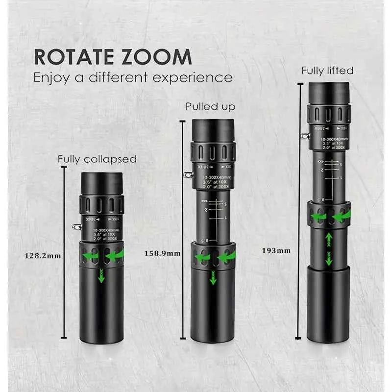 10-300X Zoom HD Portable Monocular - Professional Telescope