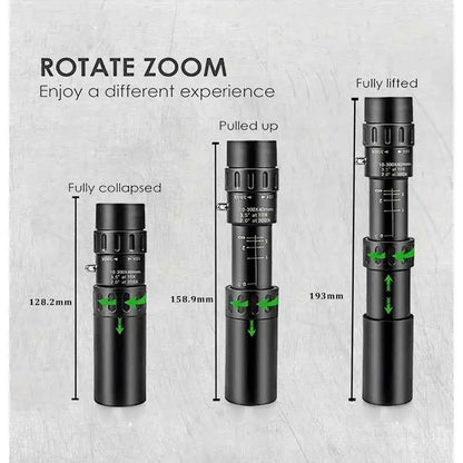 10-300X Zoom HD Portable Monocular - Professional Telescope