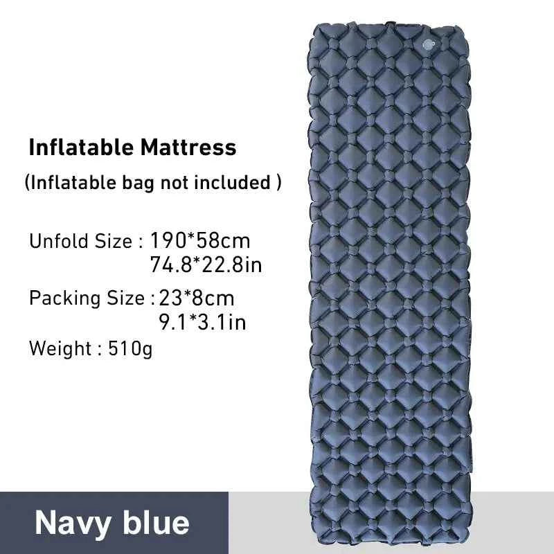 Inflatable Camping Sleeping Pad Nylon Air Mattress Blue
