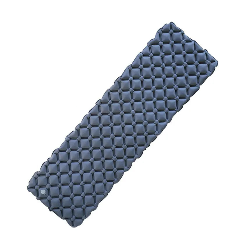 Inflatable Camping Sleeping Pad Nylon Air Mattress Blue-0