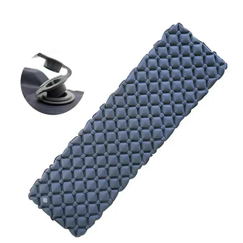 Inflatable Camping Sleeping Pad Nylon Air Mattress Blue
