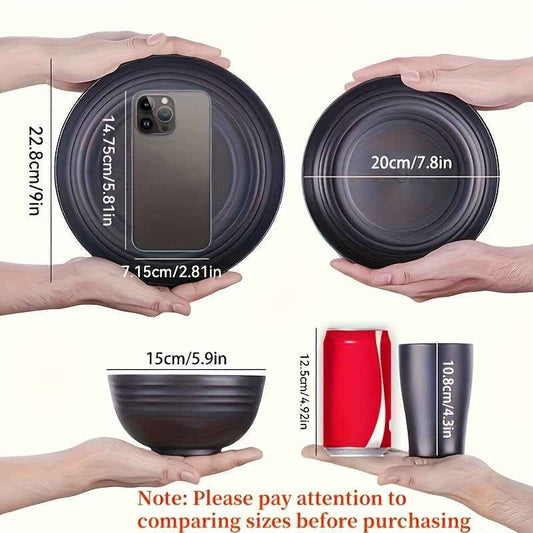 Unbreakable Tableware Set for Home & Camping (16pcs)